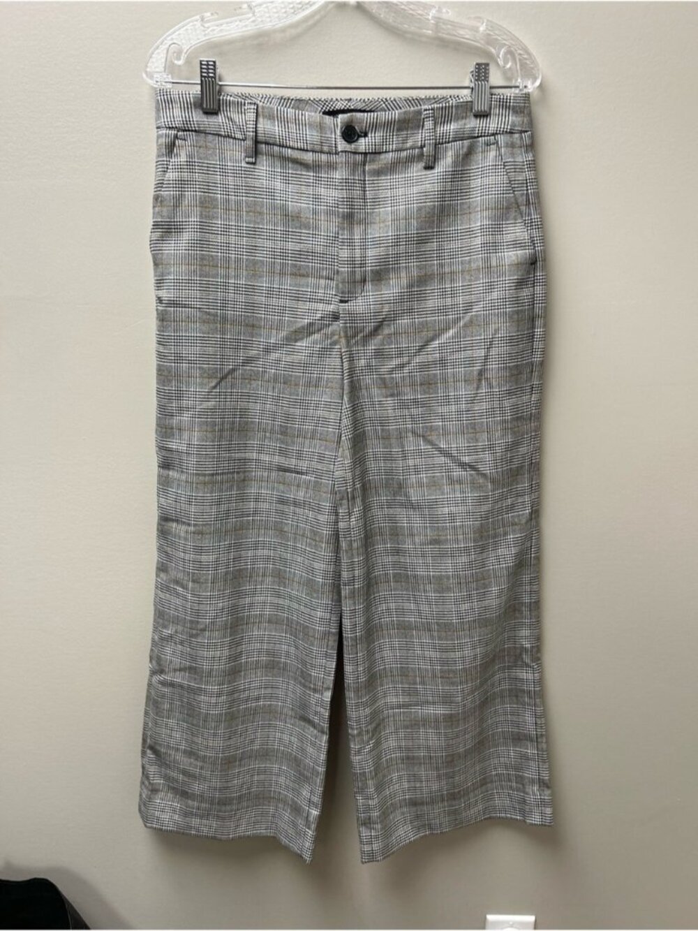 Banana Republic Women’s Wide Leg Black & White Glen Plaid Pattern Dress Pants